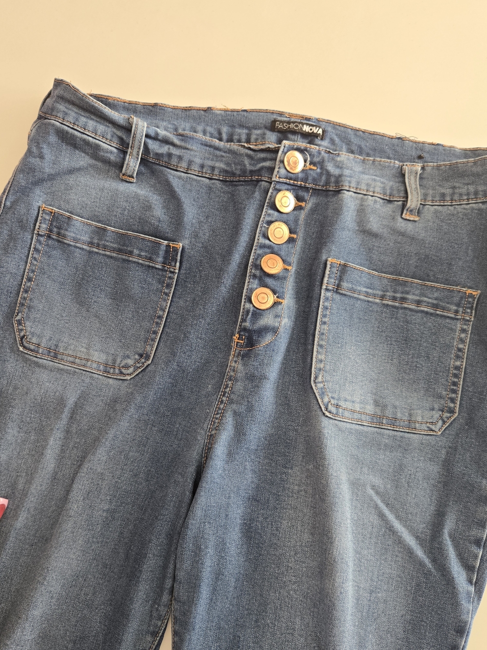 Fashion Nova Denim High-Rise Button-Fly Jeans in Blue